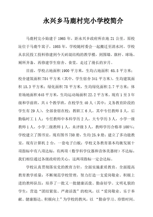 华坪县永兴乡马鹿村完小学校简介