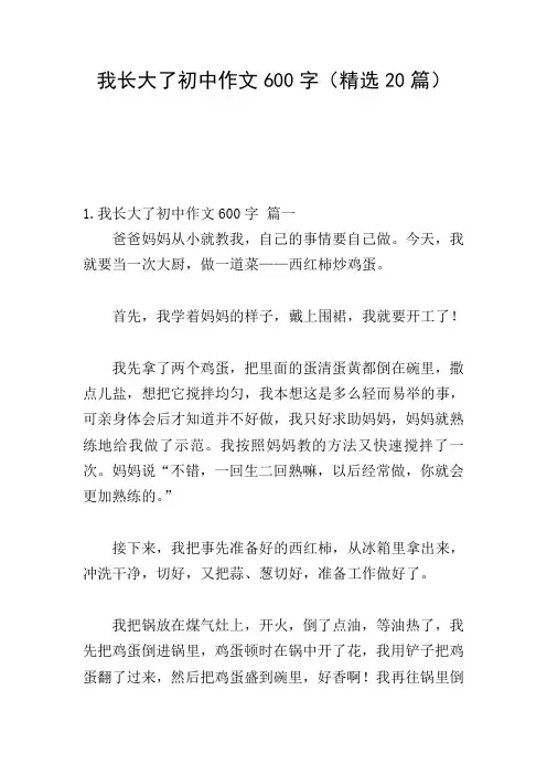 我长大了初中作文600字(精选20篇)