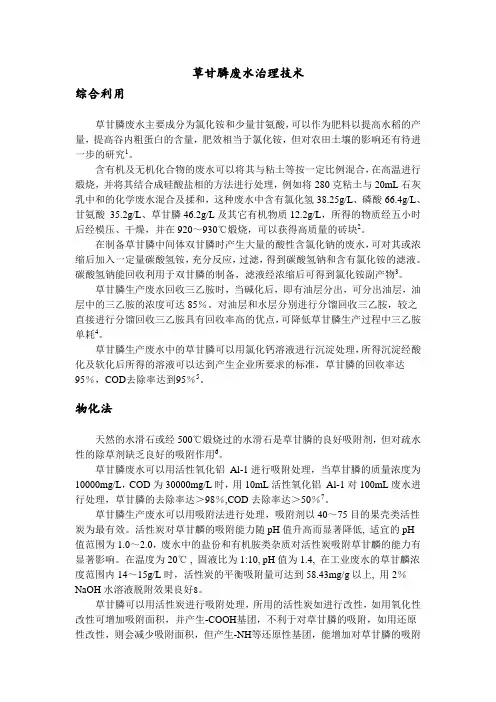 草甘膦废水治理技术