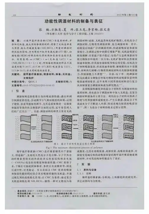 功能性调湿材料的制备与表征