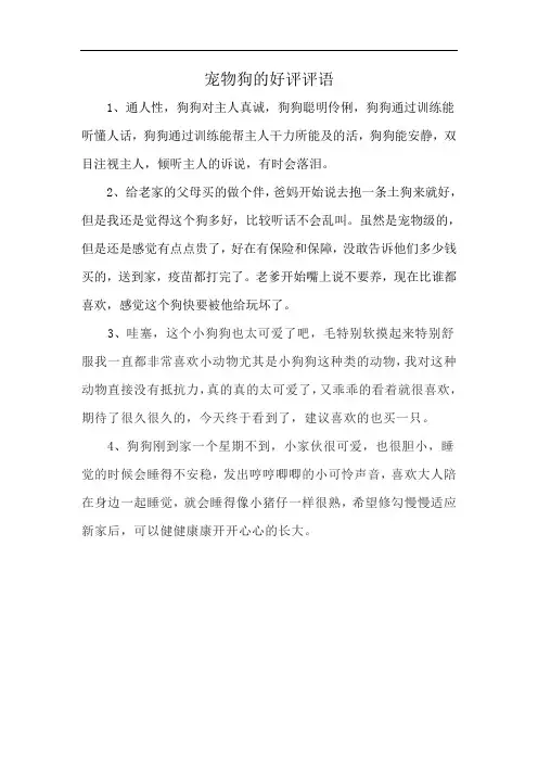 宠物狗的好评评语