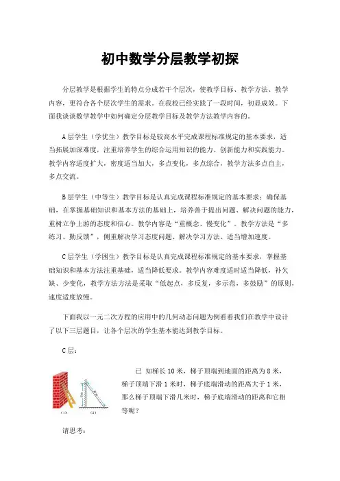 初中数学分层教学初探