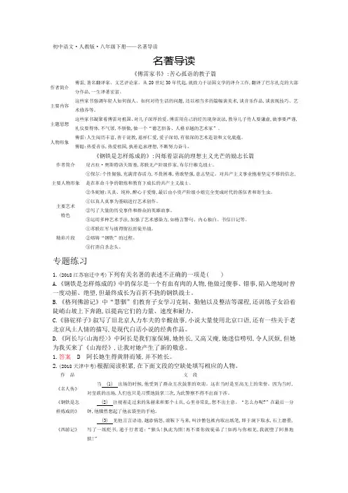 统编版八下-名著导读