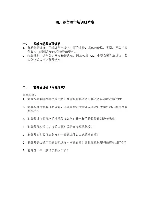 白酒市场调研