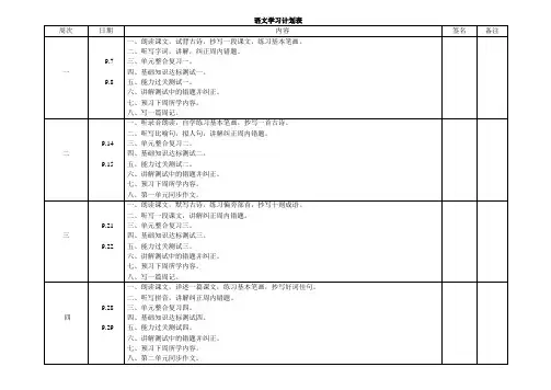 语文学习计划表