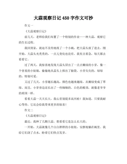 大蒜观察日记450字作文可抄