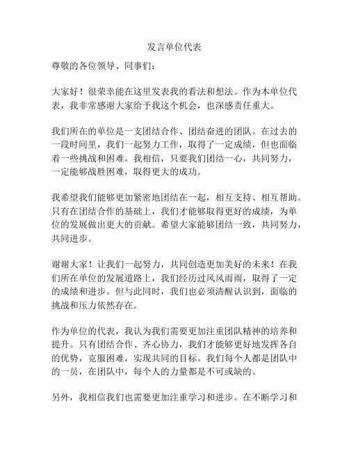 发言单位代表