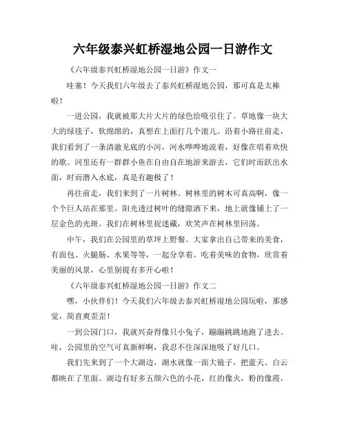 六年级泰兴虹桥湿地公园一日游作文