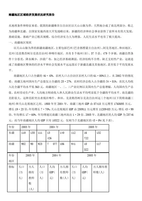 南疆区域经济发展状况研究报告