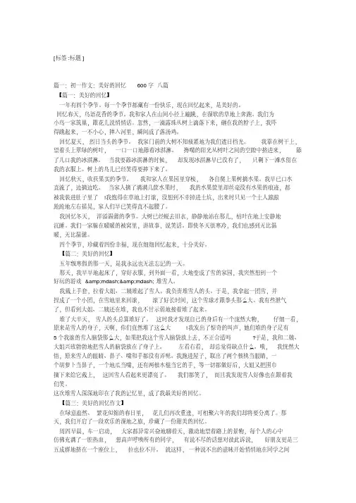 美好的回忆作文600字
