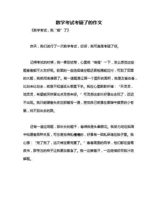 数学考试考砸了的作文