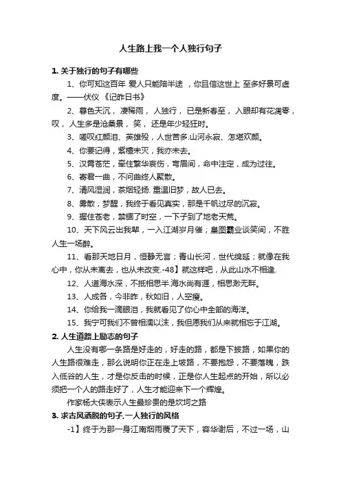 人生路上我一个人独行句子