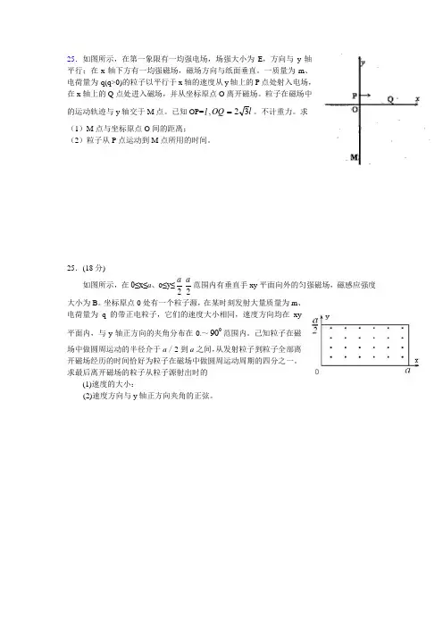 高考物理压轴题电磁场习题