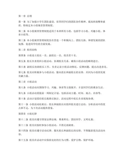 小学生小组规章管理制度