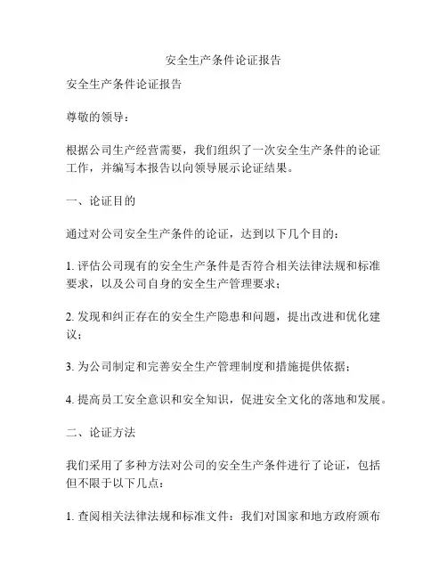 安全生产条件论证报告