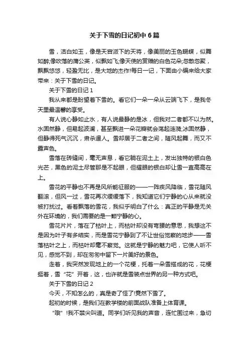 关于下雪的日记初中6篇