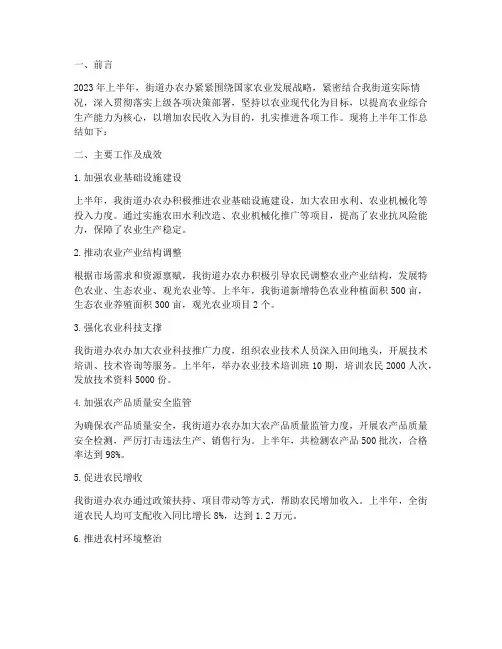 街道办农办半年工作总结