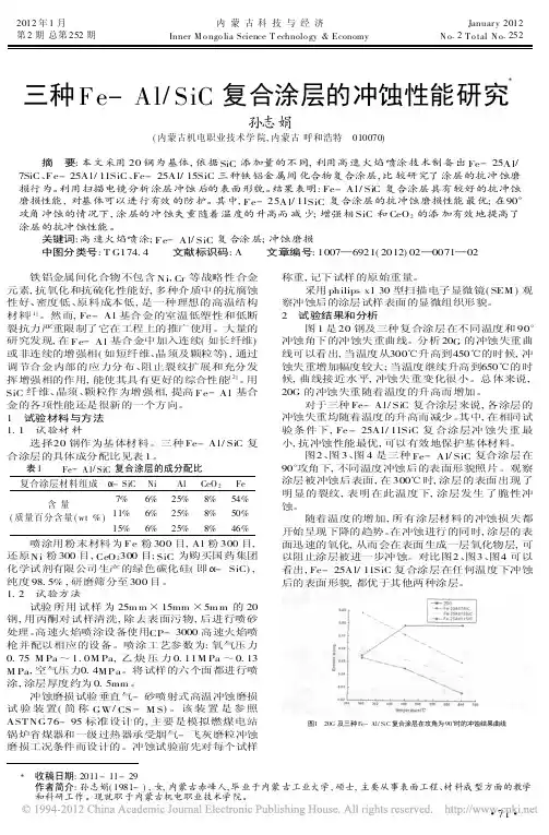 三种FeAlSiC复合涂层的冲蚀性能研究