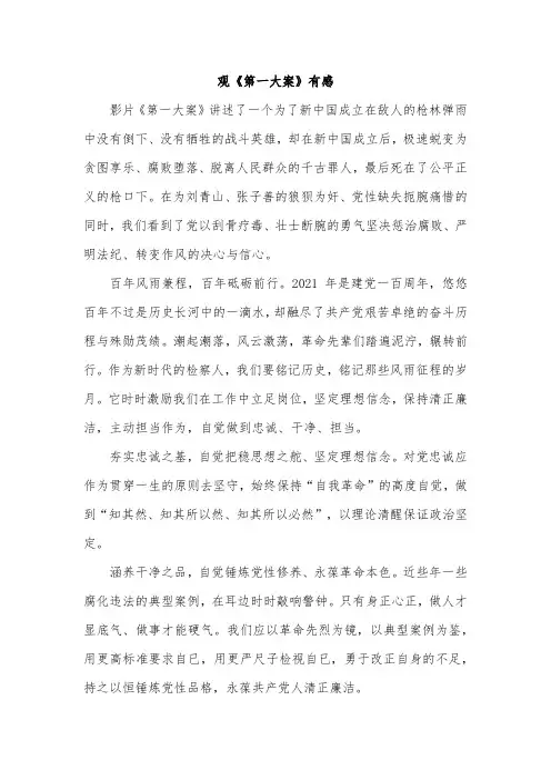 观《第一大案》有感