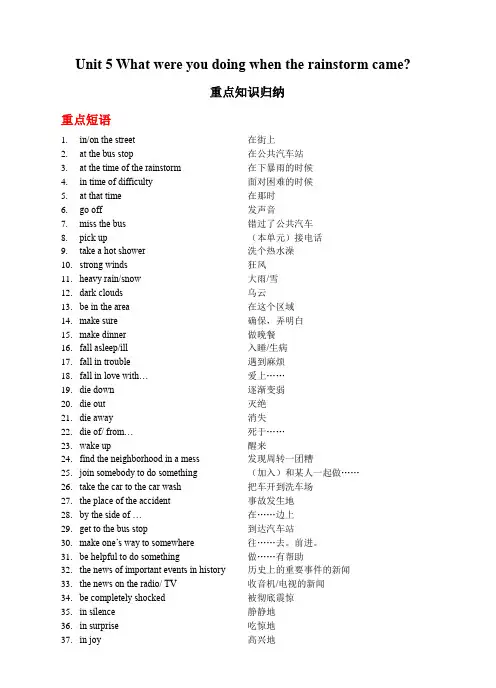 初中英语人教版八年级下册《Unit 5 What were you doing whe》重点知识归纳