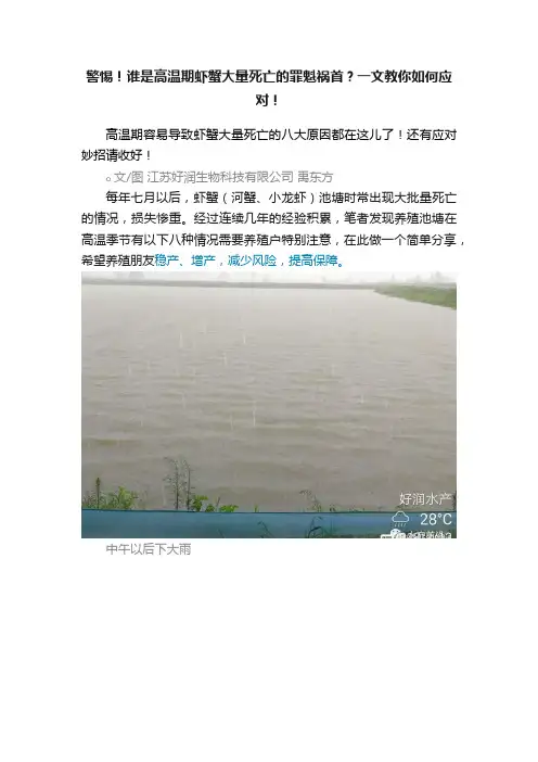 警惕！谁是高温期虾蟹大量死亡的罪魁祸首？一文教你如何应对！