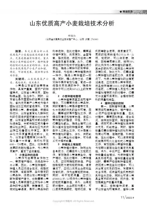 山东优质高产小麦栽培技术分析