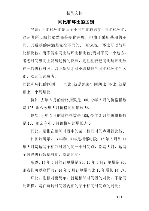同比和环比的区别