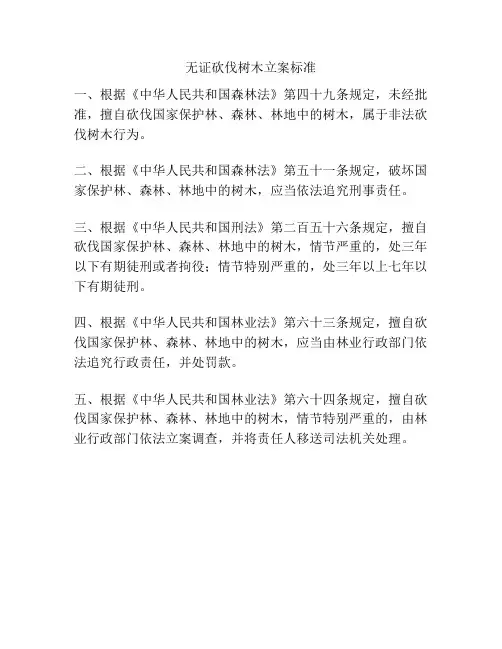 无证砍伐树木立案标准