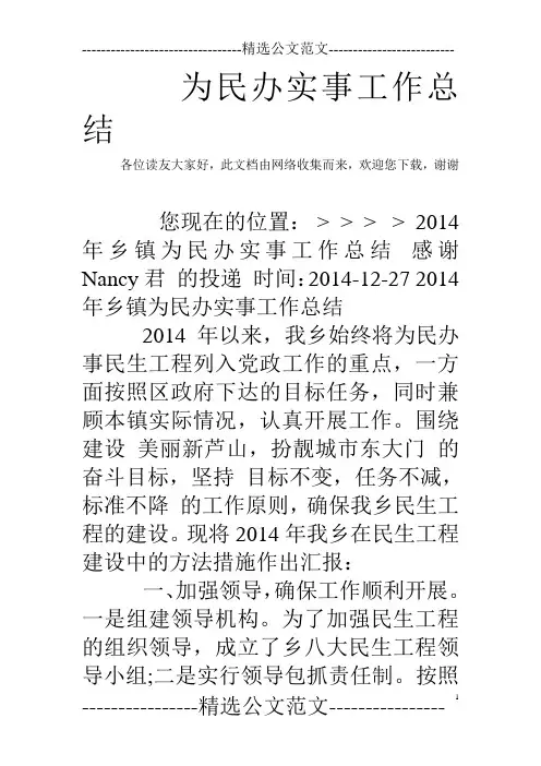 为民办实事工作总结