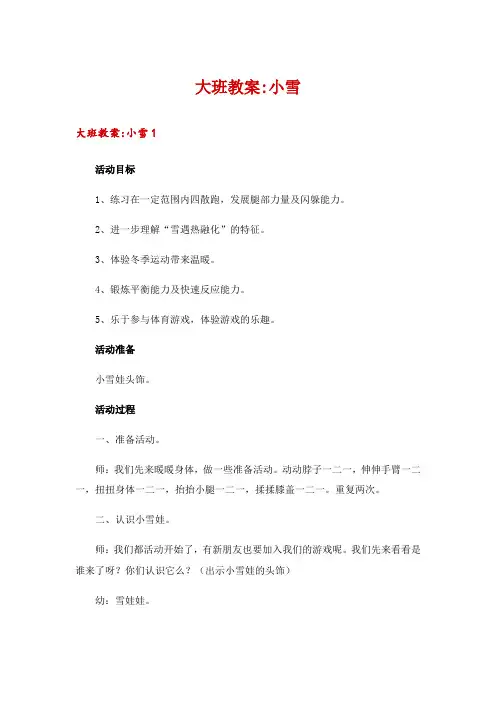 大班教案-小雪