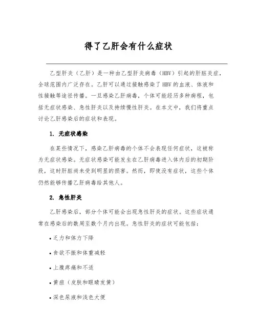 得了乙肝会有什么症状