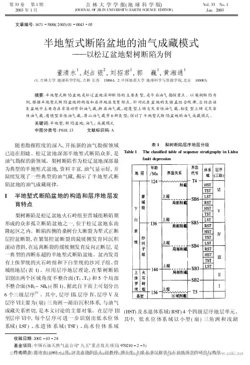 半地堑式断陷盆地的油气成藏模式_以松辽盆地梨树断陷为例