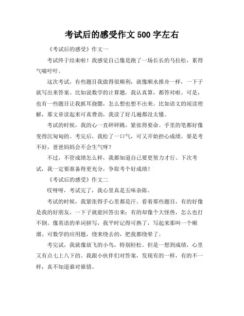 考试后的感受作文500字左右