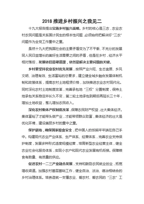 2018推进乡村振兴之我见二
