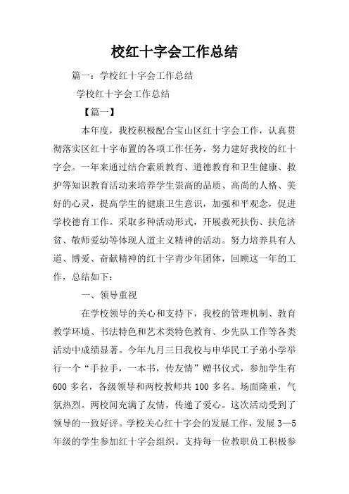 校红十字会工作总结