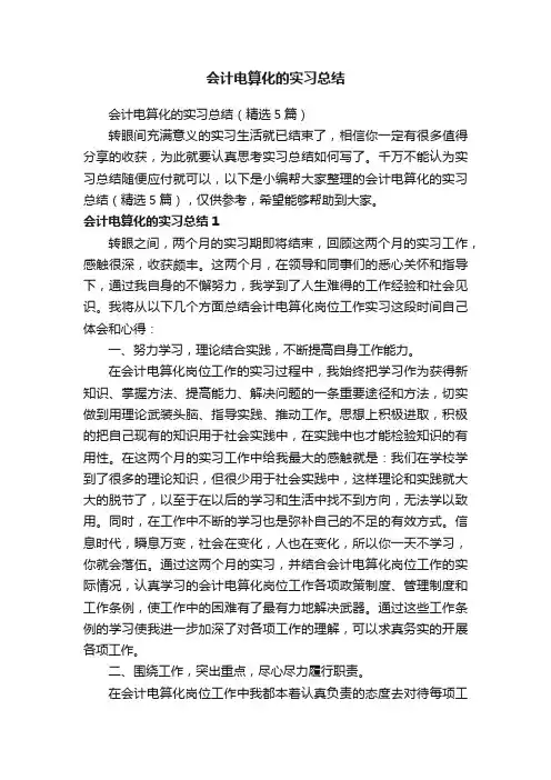 会计电算化的实习总结（精选5篇）