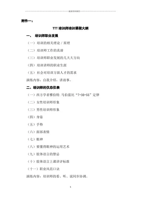 TTT培训师培训课程大纲精编版