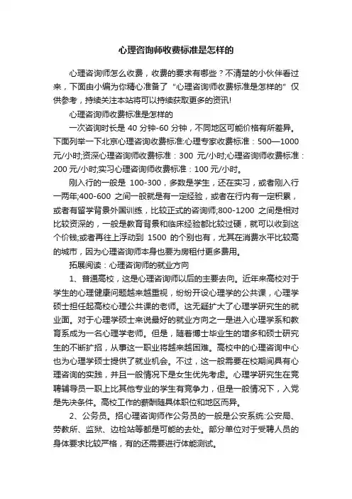 心理咨询师收费标准是怎样的