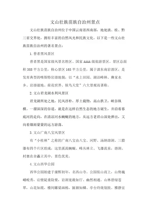 文山壮族苗族自治州景点