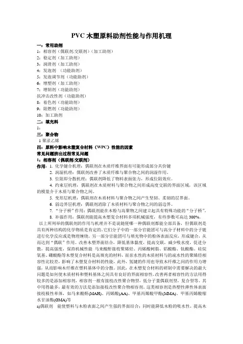 PVC木塑原料助剂性能与作用机理