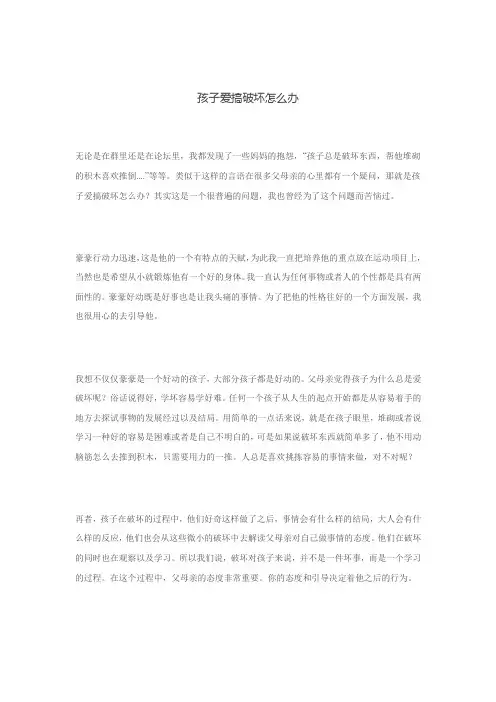孩子爱搞破坏怎么办
