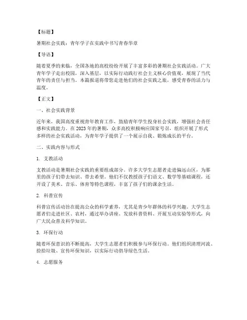 暑期社会实践媒体报道