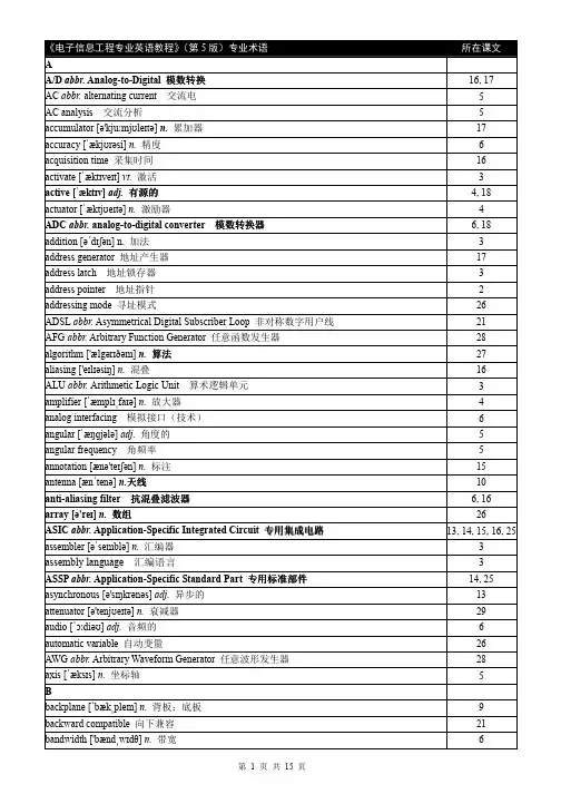 电子信息工程专业英语专业术语速查表5.0