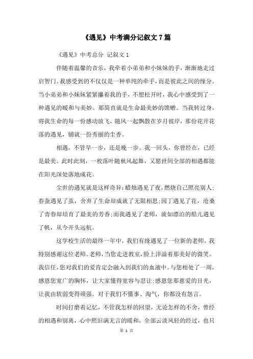 《遇见》中考满分记叙文7篇