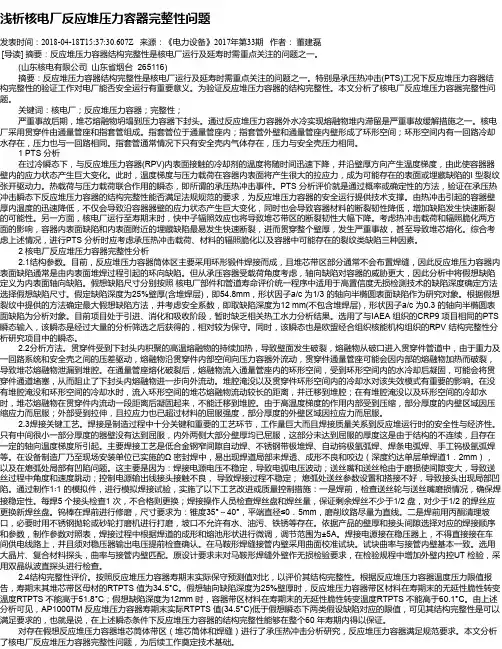 浅析核电厂反应堆压力容器完整性问题