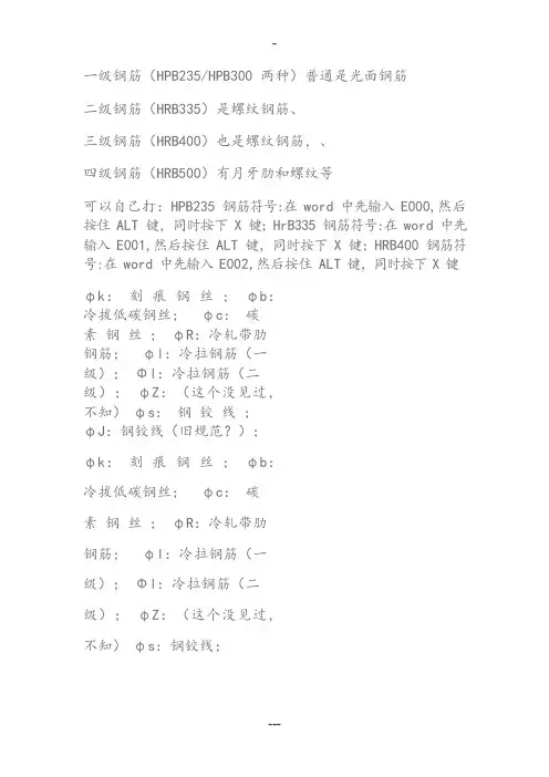 建筑钢筋符号大全(可编辑修改word版)