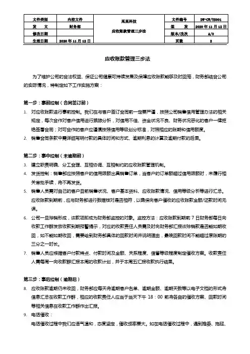 应收账款催收三步法