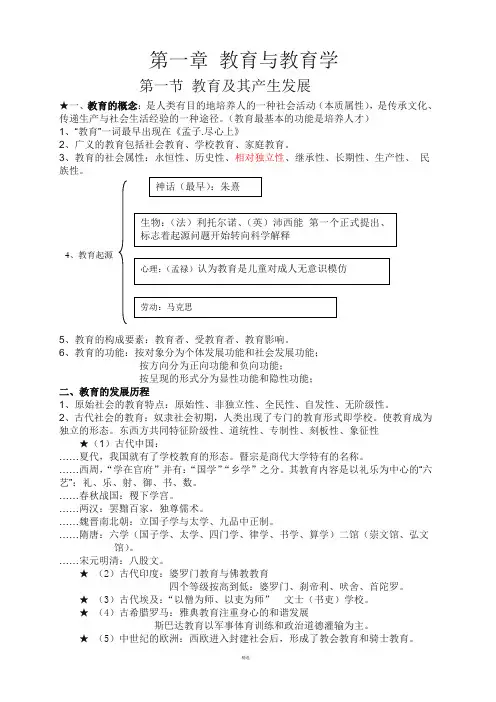 最新教师招聘笔试教育学各章知识点整理总结(山香版)