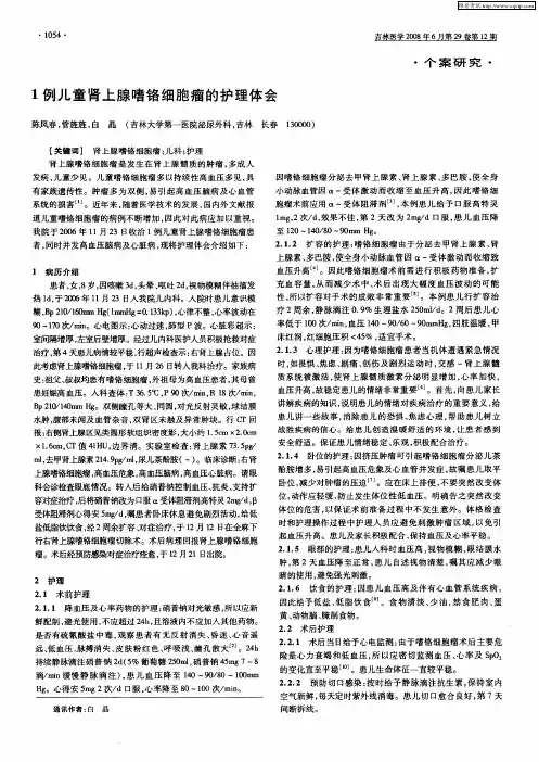 1例儿童肾上腺嗜铬细胞瘤的护理体会