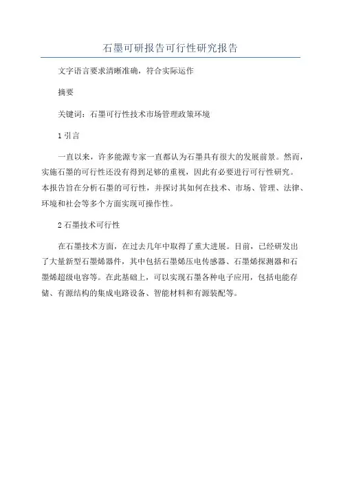 石墨可研报告可行性研究报告